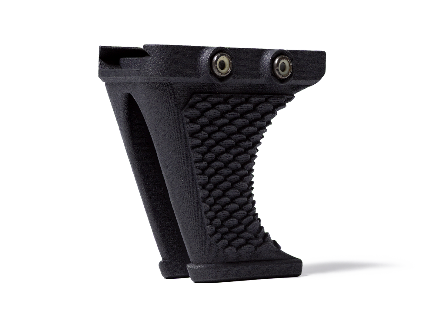 Side view of tall hand stop showing extended profile